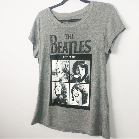 THE BEATLES | Gray Short Sleeve Let It Be Band Tee with Sparkle Women’s Size XXL - Picture 2 of 5